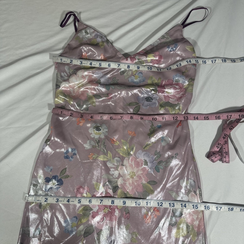 NEW $225 House of CB [ Small ] V Neck ARIA Mauve Floral Maxi Slip Dress‎ #7097 - Picture 5 of 16